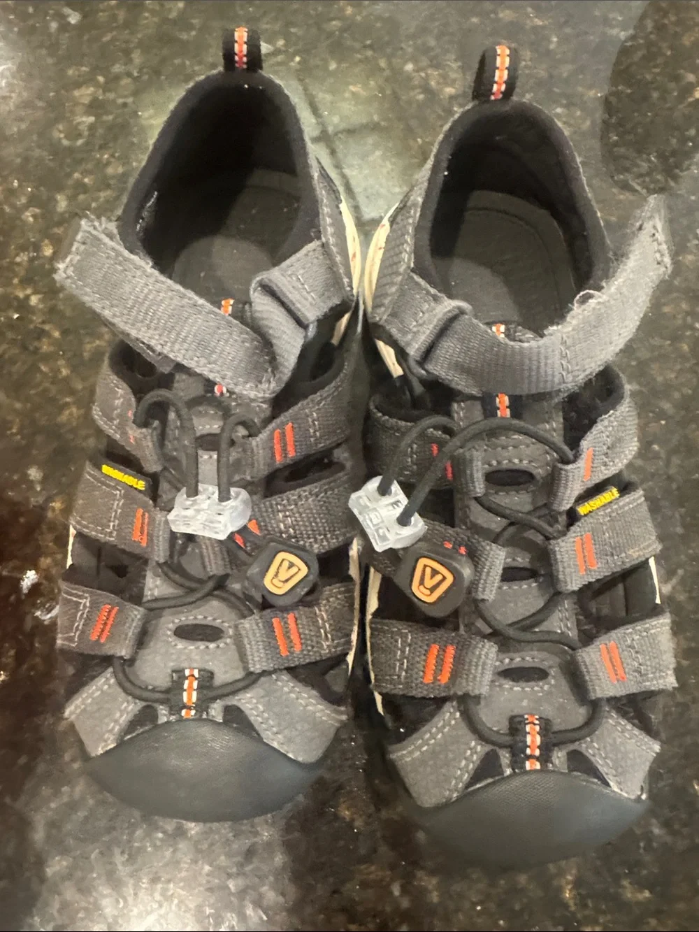 Keen Kids Gray Sandals with Orange Accents